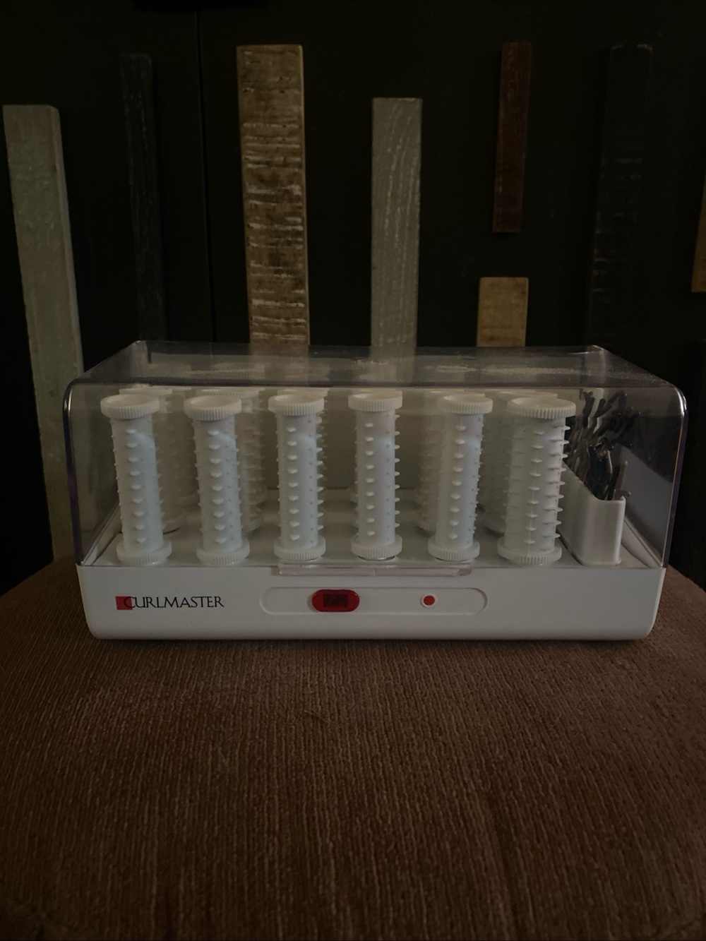 Vintage White Hot Roller Set with Clear Storage Case